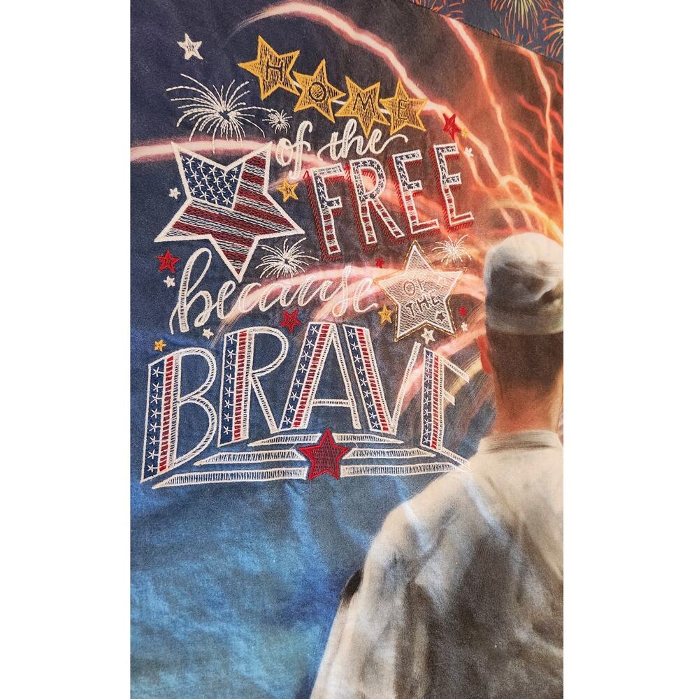 Patriotic Home of Brave Military Americana Plush Soft Blue Throw Blanket 57x63"